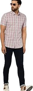 Stylish Men`s Cotton Checkered Slim Fit Shirt