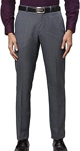 Men's Polyester Blend Dobby Pattern Smart Fit Flat Front Formal Trouser