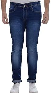 Men's Regular Fit Stretchable 34 Size Dark Blue Cotton Denim Jeans Pant for Men, JJ3-18