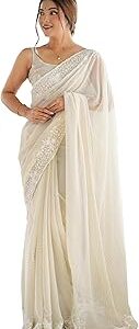 Women's Georgette Embellished Saree With Unstitched Blouse