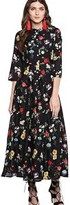 Womens Mandarin Collar Floral Print Maxi Dress