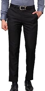 Men's Smart Fit Polyviscose Blend Flat Front Structure Pattern Fawn Formal Trouser
