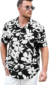 Men's Floral Vibrant Printed Half Sleeve Loose Fit Casual Shirt in Cotton Blend ? Perfect for Beach Days, Everyday Comfort, and Effortless Style