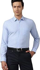 Men's Classic Sophisticated Self-Checkered Formal Slim Fit Full Sleeve Shirt | Wonder Fabric | Cotton-Rich
