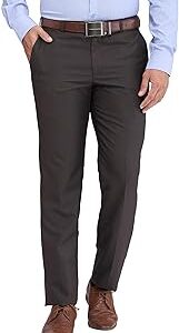 Men's Regular Fit Checks Pattern Polyester Viscose Blend Flat Front Trouser