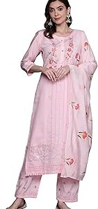 Straight Embroidered Silk Blend Kurta Trouser With Dupatta Set For Women