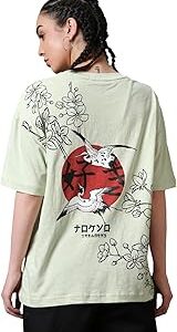Air 1.0 Women's Graphic Printed Oversized Fit Half Sleeve Round Neck Cotton T-Shirt