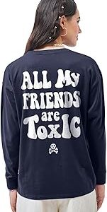 Women's 100% Cotton Graphic Print Oversized Fit Round Neck T-Shirt