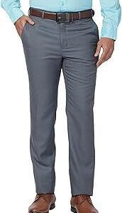 Men's Contemporary Fit Solid Pattern Polyester Blend Pleated Formal Trouser
