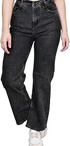 Women's Reguler Fit Modern Regular High Rise Strechable Solid Clean Look Jeans- Dark Grey…