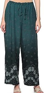 Women Green Rayon Palazzo