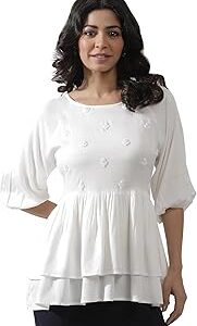 White Solid Viscose A-Line Top