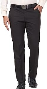 Men's Regular Fit Solid Pattern Polyester Blend Pleated Formal Trouser