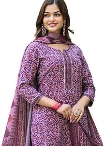 Women's Pink Rayon Blend Floral Straight Printed Kurta Pant With Dupatta Set | Office Wear Straight Kurta Set | Printed Salwar Suit For Women