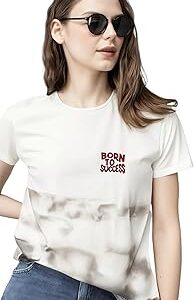 Women Printed Cotton Rich T Shirt | Round Neck Tshirts|Half Sleeves|Printed-Regular Fit-Mack640803