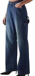 Women's 100% Cotton Solid Wide Leg Jeans|Wide Leg Jeans – Oversized Fit | Full Length | Relaxed Denim