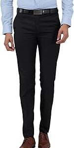 Men Slim Fit Structure Pattern Poly Viscose Blend Flat Front Formal Trouser