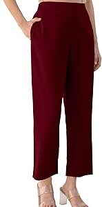 Women's Cotton Solid Straight Pant with 2 Side Pockets Perfect for Daily & Formal Wear