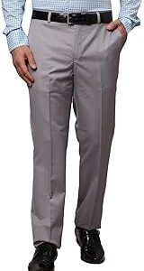 Men's Polyester Blend Plain Pattern Smart Fit Flat Front Formal Trouser