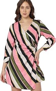 Women's Mini Polyester Wrap Dress