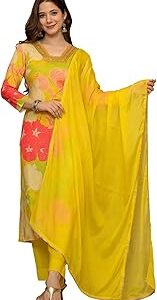 Women's Rayon Blend Floral Straight Printed Kurta Pant With Dupatta | kurta sets for woman