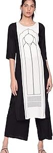 Women W White Round Neck 3/4 SLV Kurta Sets