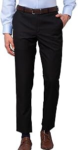 Men Smart Fit Structure Pattern Poly Viscose Blend Pleatless Formal Trouser