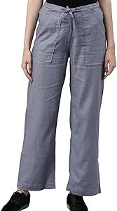 Women Mid Rise Linen Cargo Pants