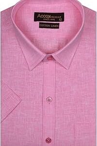 Men's Breathable Cotton Linen Half Sleeves Solid Plain Regular Fit Formal Shirt for Men (GCR233)