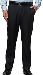 Men's Polyviscose Blend Solid Pattern Smart Fit Flat Front Formal Trouser