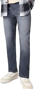 Men's Straight Fit Washed Jeans Stretchable