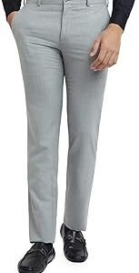 Men's Slim Fit Structure Pattern Poly Viscose Blend Flat Front Formal Trouser