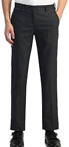 Men's Grey Textured Mid Rise Polyester Button Tapered Fit Flat Front Slant Pocket Trousers