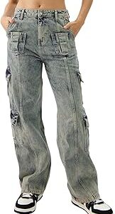 Denim: Umber Blue Women and Girls Buttoned Straight Fit Cotton Blend Jeans