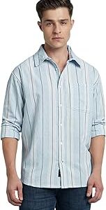 Men Cotton Regular Fit Striped Shirts