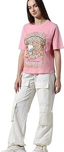 Women Printed Raw Edge T-Shirt