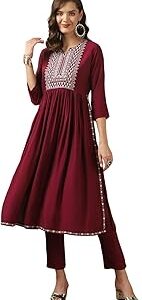 Silk Embroidered Nayra Kurta with Pant | Kurta Set for Women