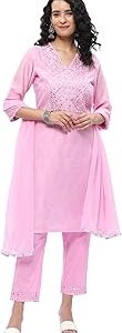 Women Off White Art Silk Straight Kurta Regular Pant Suit Set
