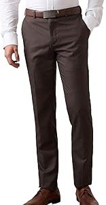 Men Slim Fit Checks Pattern Poly Viscose Blend Flat Front Formal Trouser