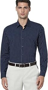 Men's Slim Fit Full Sleeve Striped Formal Shirt | Cotton Rich | Wonder Fabric | Pin Point Oxford