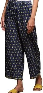 Women Navy Rayon Straight Palazzo