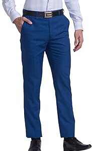 Men's Polyviscose Blend Checks Pattern Contemporary Fit Flat Front Formal Trouser