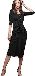 Women's Black Embellished Sheath Midi Dress