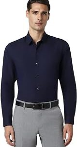 Men's Premium Solid Herringbone Regular Fit Full Sleeve Formal Shirt | Wonder Fabric | Cotton Rich
