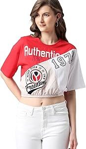 Jeans Women's Regular Fit Colour Block T-Shirts