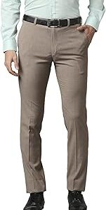 Men's Polyester Blend Solid Pattern Slim Fit Flat Front Formal Trouser