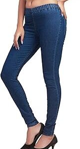 Womens Slim Fit Denim Lycra Stretchable Jeggings Mid Rise, Ankle Length with Elasticated Waistband (Multi Color & Plus Size Also Available) (Size 30-46 Inch)
