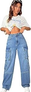 Women's Solid || Straight || Slim|| Distressed || Cotton Lycra Blend High Rise Cargo's Jeans