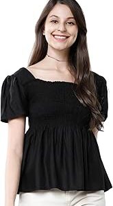 Women Peplum Smoked Top