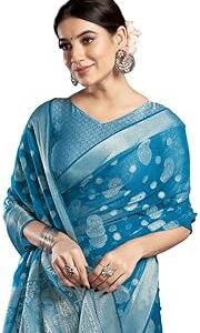 Women's Georgette Saree | Banarasi Jacquard Saree With Unstitched Blouse Piece